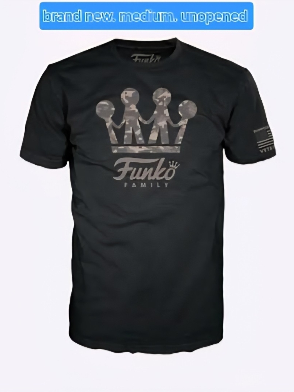 Funko Black T-Shirt with Gray Camo Crown Graphic Veterans 2020